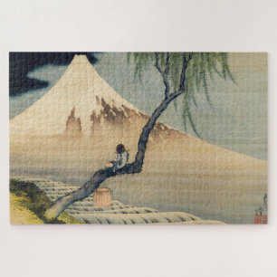 Quebra-cabeça Katsushika Hokusai - Menino Vivendo o Monte Fuji