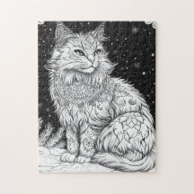 Katze Mandala unter magischem Sternenhimmel