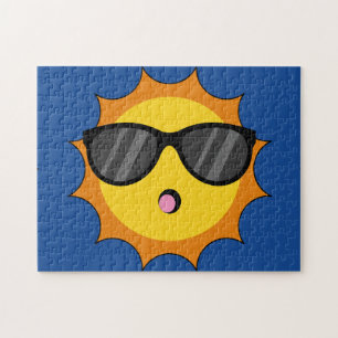 Quebra-cabeça Kawaii Sun com óculos Sunglass Happy Emoji Faces