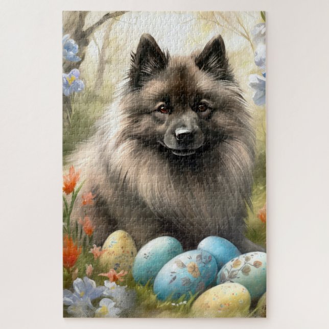 Quebra-cabeça Keeshond com Ovos de Páscoa (Vertical)
