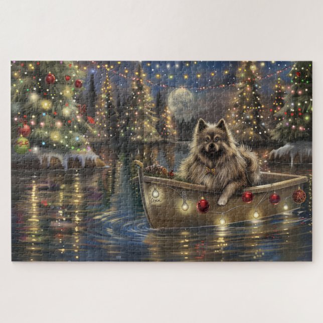 Quebra-cabeça Keeshond Natal Festivo Voyage (Horizontal)