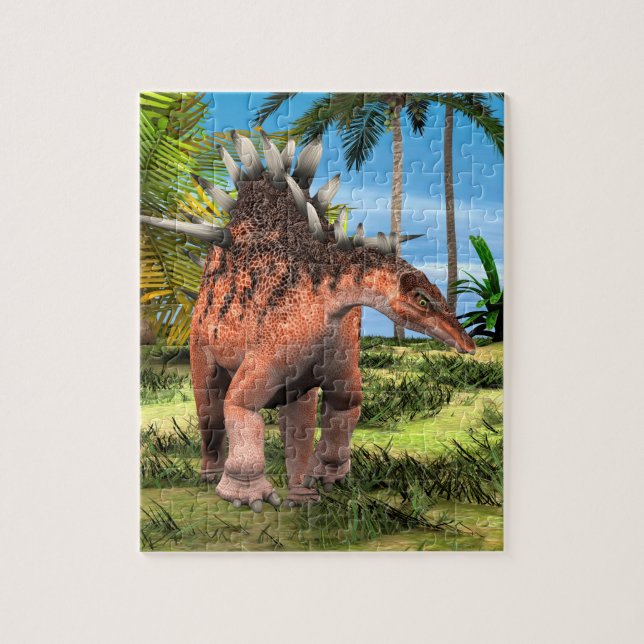 Quebra-cabeça Kentrosaurus Dinossauro Selva Arte Pré-Histórica (Vertical)