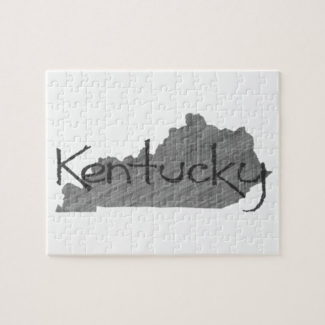 Quebra-cabeça Kentucky Shaped Old Cinza Chalkboard Name Black (Horizontal)