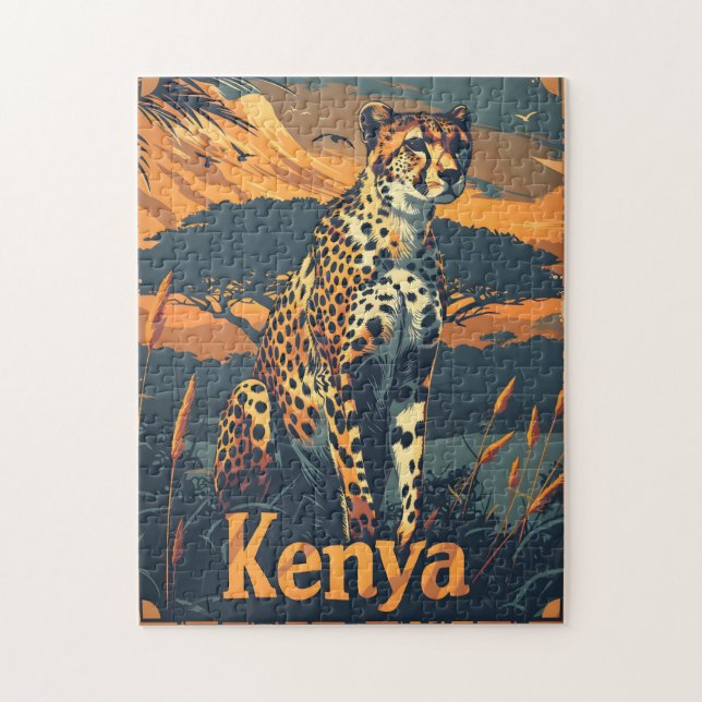 Quebra-cabeça Kenya Cheetah Vintage (Vertical)