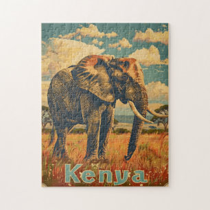 Quebra-cabeça Kenya Elephant Vintage