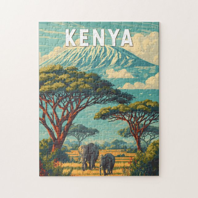 Quebra-cabeça Kenya Illustration Travel Art Vintage (Vertical)