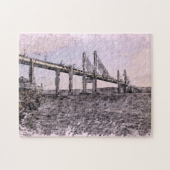 Quebra-cabeça Kessock Bridge Scotland Artistic Watercolour (Horizontal)