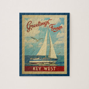 Quebra-cabeça Key West Sailboat Viagens vintage na Flórida