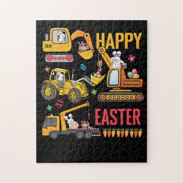 Quebra-cabeça Kids Happy Easter Construction Crane Truck Boys (Vertical)