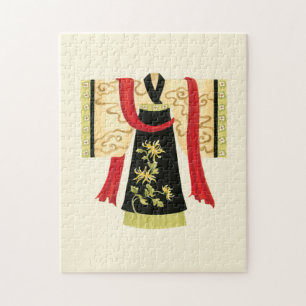 Quebra-cabeça Kimono tradicional japonês com Impressão floral