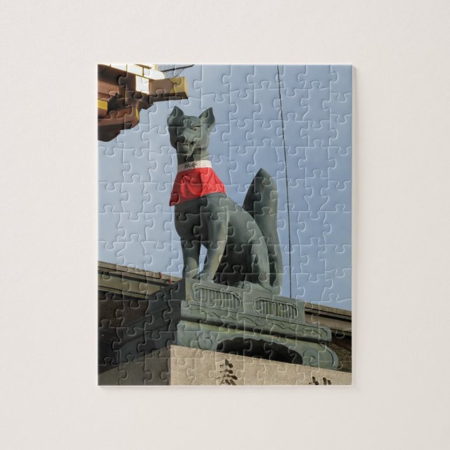 Quebra-cabeça Kitsune キ ツ ネ (Fox) com Joia na Boca (Vertical)