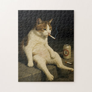 Quebra-cabeça Kitten com Cigarro Meme Divertido de Gato Fumando 