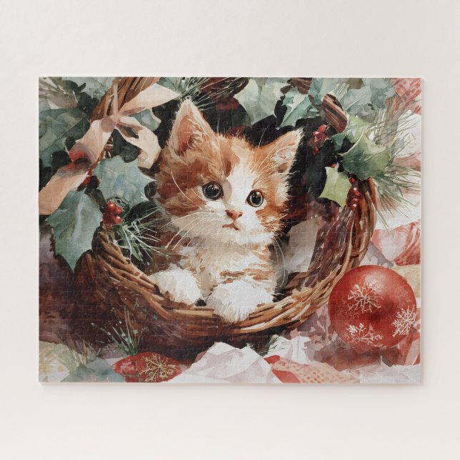 Quebra-cabeça Kitten em uma cesta (Horizontal)