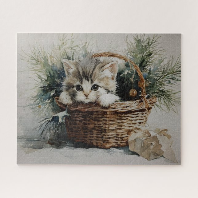 Quebra-cabeça Kitten em uma cesta (Horizontal)