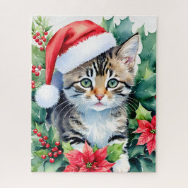 Quebra-cabeça Kitten Na Arte De Natal Do Papai Noel