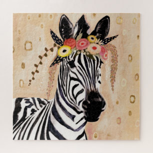 Quebra-cabeça Klimt Zebra   Coroa De Flores