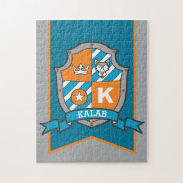 Quebra-cabeça Knight prince crest personalizado lobo-alaranjado
