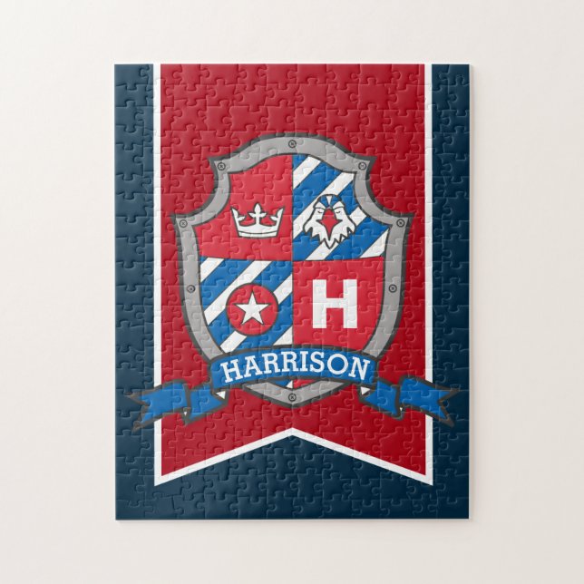 Quebra-cabeça Knight prince crest personalizado vermelho-águia (Vertical)