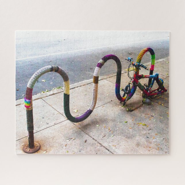 Quebra-cabeça Knited Bike Rack - Chicago, Illinois, EUA (Horizontal)
