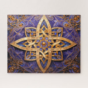 Quebra-cabeça Knotwork Dourado Roxo Celta