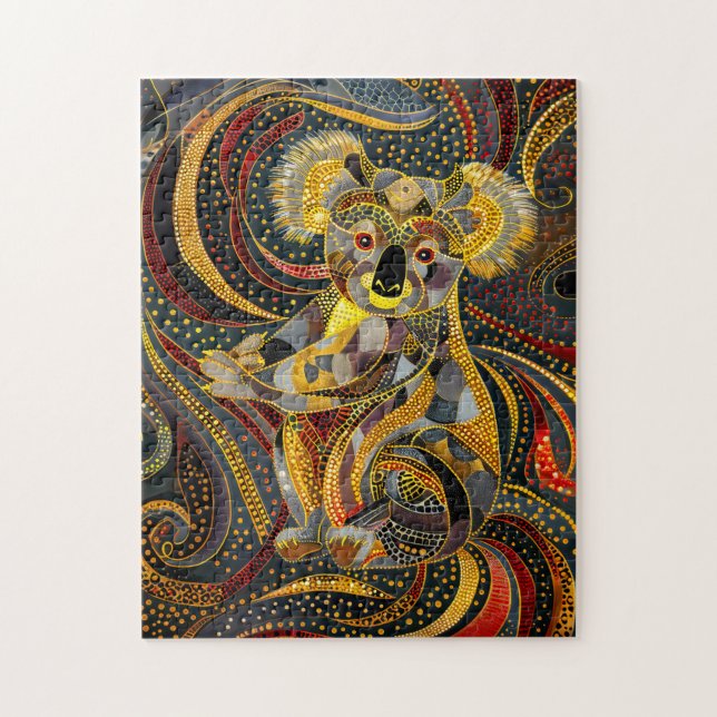 Quebra-cabeça Koala no Estilo de Arte Ponto Aborigine (Vertical)
