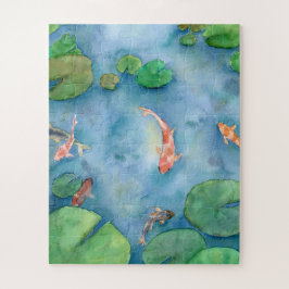 Quebra-cabeça Koi Fish Pond watercolor