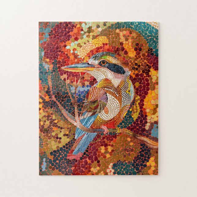 Quebra-cabeça Kookaburra no Estilo de Arte Dot Aborigine (Vertical)