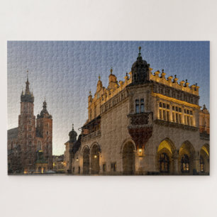 Quebra-cabeça Krakow Cloth Hall e Basilica Jigsera Quebra-cabeç