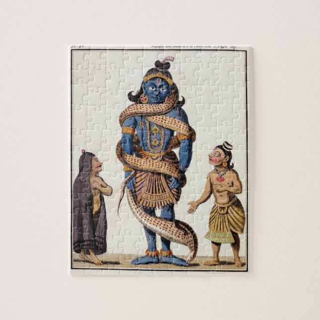 Quebra-cabeça Krishna espremeu pela serpente de Kaliya, 'de Voya (Vertical)