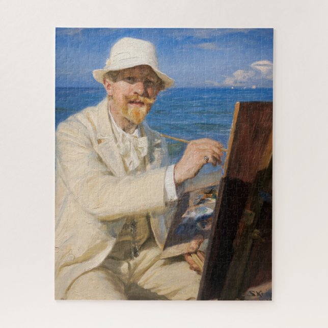 Quebra-cabeça Kroyer - Autorretrato na praia de Skagen (Vertical)