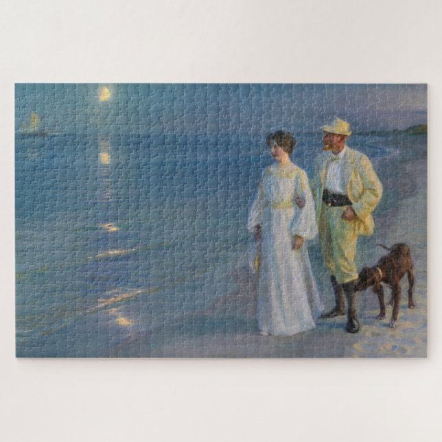 Quebra-cabeça Kroyer - O Artista e sua Esposa na Praia (Horizontal)