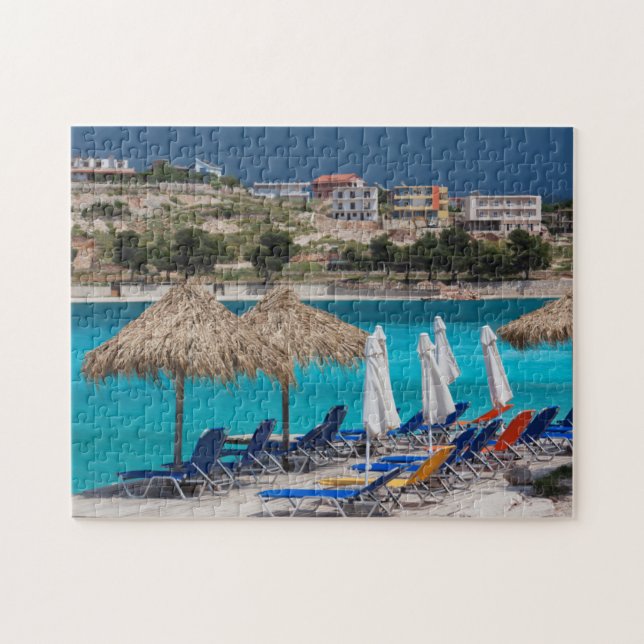 Quebra-cabeça Ksamil, praia da cidade (Horizontal)
