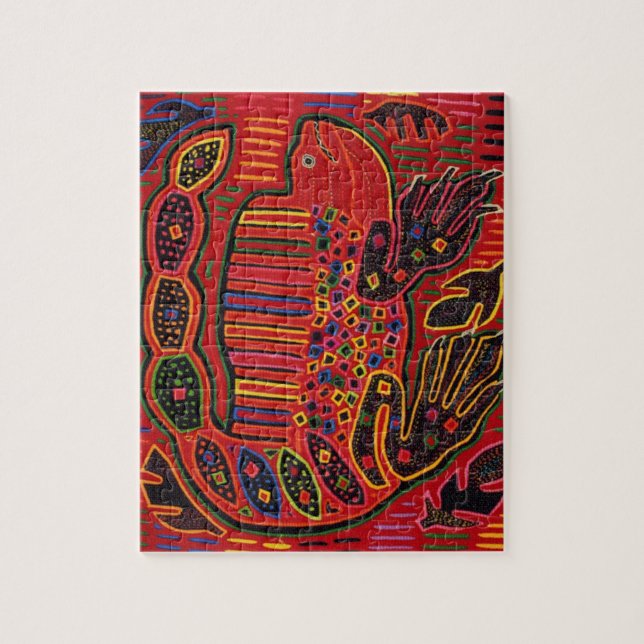 Quebra-cabeça Kuna Indian Iguana Mola (Vertical)