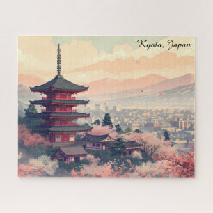 Quebra-cabeça Kyoto Japão Flor de Cerejeira Templo Arte – Sapur