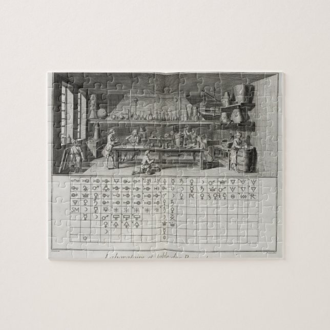 Quebra-cabeça Laboratório e mesa científicos de sinais químicos, (Horizontal)