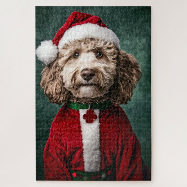 Quebra-cabeça Labradoodle em Festas de Natal Festivas (Vertical)