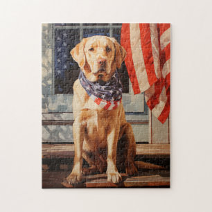 Quebra-cabeça Labrador amarelo 4 de julho