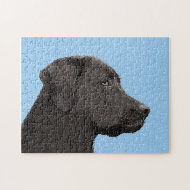 Quebra-cabeça Labrador Retriever Black Painting Original Dog Art (Horizontal)