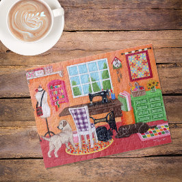 Quebra-cabeça Labradores na Sala de Mãe