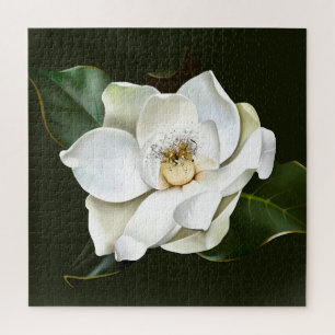Quebra-cabeça Lado a fundo verde da Magnolia Branca