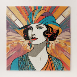 Quebra-cabeça Lady Art Deco Elegante Inspirou a Imagem de Trabal