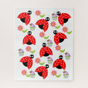 Quebra-cabeça Lady Bugs Cupcake Floral Aniversário