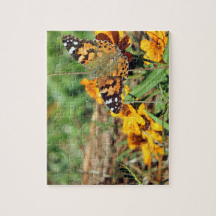 Quebra-cabeça Lady Butterfly pintada na Zinnia Jigsera Quebra-ca