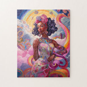 Quebra-cabeça Lady In Surreal World African Art Pink