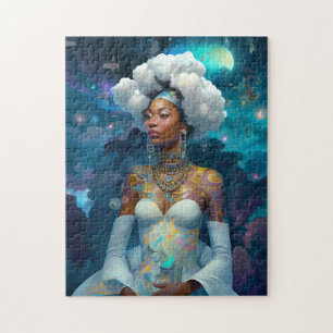 Quebra-cabeça Lady In Surreal World Cosmic African Art
