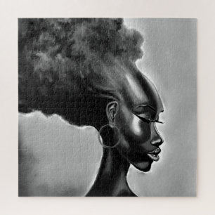 Quebra-cabeça Lady Shy - Mulher Africana Bonito - Desenho Migrad