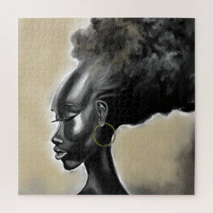 Quebra-cabeça Lady Shy - Mulher Africana Bonito - Desenho Migrad