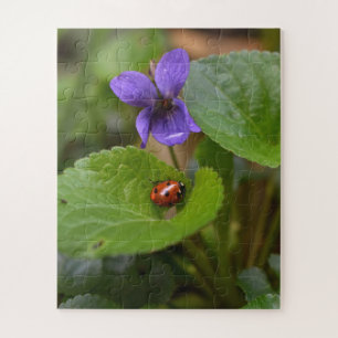 Quebra-cabeça Ladybug em Flores de Violeta Doce