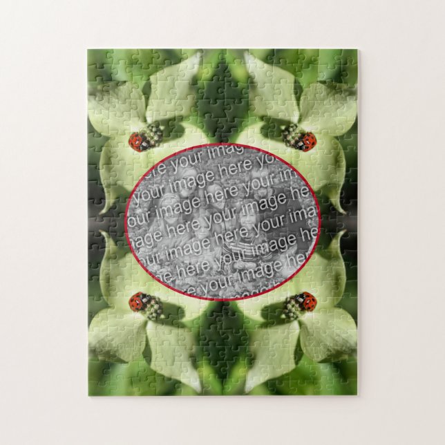 Quebra-cabeça Ladybug No Dogwood Flower Frame Adicionar Sua Foto (Vertical)