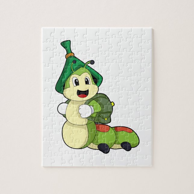 Quebra-cabeça Lagarta como Estudante com Mochila (Vertical)